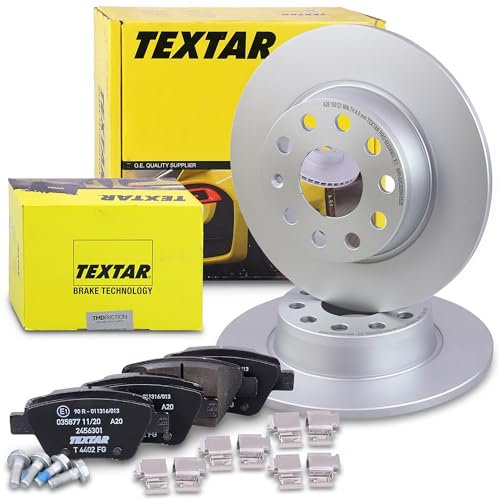 TEXTAR Bremsenset Hinterachse inkl. Bremsscheiben hinten Ø 272 mm voll und Bremsbeläge hinten Kompatibel mit VW BEETLE, CADDY, GOLF, J E T T A, SCIROCCO, TOURAN, AUDI A1, A3, SEAT LEON, SKODA OCTAVIA