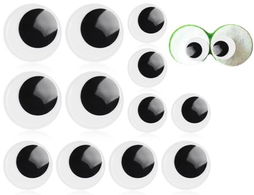 Lhbwhiz 12 Piezas de Ojos Móviles Autoadhesivos,Ojos Grandes Redondos y Móviles,Ojos de Muñeca de Plástico,Pegatinas de Ojos Saltones,para Álbumes de Recortes(3 cm,4 cm,5 cm)