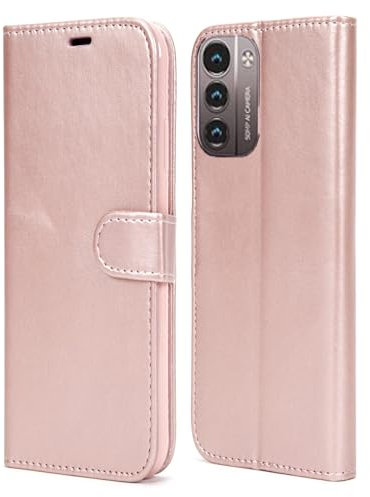 AMAZE!UK For Nokia G11 / Nokia G21 Phone Case Leather Flip Wallet Slim Book Magnetic Stand Phone Cover (Rose Gold)