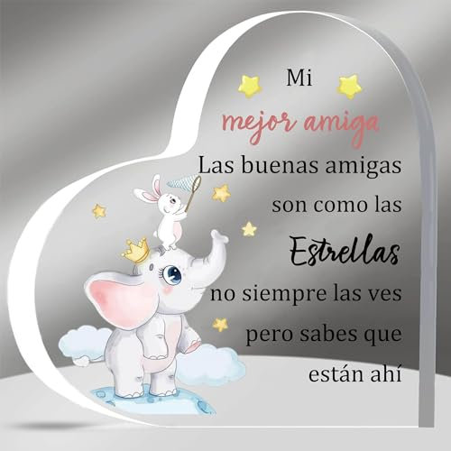 HZBLAZ Placas Acrílico Mejor Amiga Amistad Apreciar Graduación Regalos Despedida Mujeres Cumpleaños Recuerdos Navidad Colega Escritorio Jubilación Signos Las Buenas Amigas Son como Las Estrellas