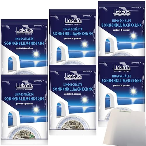 usy Bundle für Liakada Sonnenblumenkerne Geröstet & Gesalzen Ungeschält 6er Pack (6x100g Beutel) + usy Block