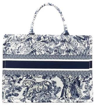 Leanoria Luxuriöse große Tragetasche, Retro-Stickerei, Jacquard-Handtasche, Baumwoll-Leinen-Taschen für Damen