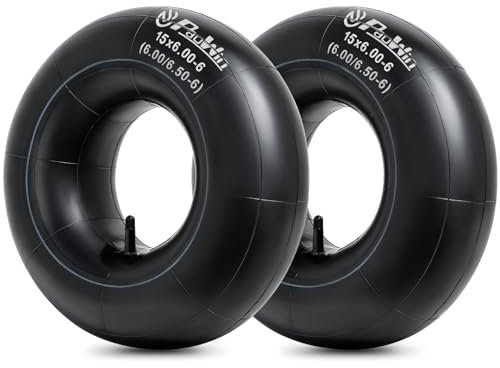 PaoWin 15 camere d'aria per carriola da 6,00-6 con stelo valvola diritta TR13, compatibile con carriole, tosaerba, carrelli a mano e altri tubi per pneumatici da 15 x 6,00-6