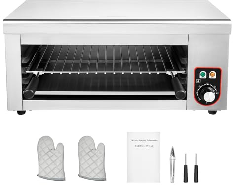 Countertop Salamander Broiler 1500W Electric Cheese Melter Raclette Grill 120-570°F Temperature Adjustable Commercial Steak Broiler Food-grade Stainless Steel Cheesemelter Toaster Oven 110V/60Hz