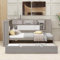 Rtopsu Kinderbett Schlafsofa Tagesbett 90x200 cm mit Ausziehbares Bett und USB-Type-C, Bett mit Stauraum Regal und Lattenrost aus Holz für 1-2 Erwachsene und Kinder, Grau, Ohne Matratze