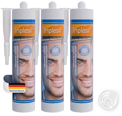 Sigillante siliconico Triplesil Premium – Silicone bianco ad alta temperatura da 3x310 ml per uso sanitario ed esterno - Sigillante siliconico impermeabile per esterni ed interni (3x bianco)