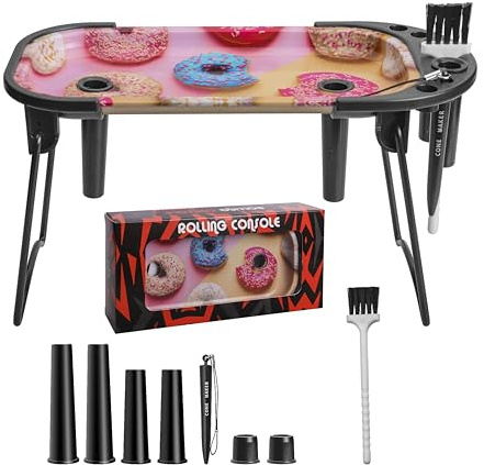 CHEEMAR Cone Loader Rolling Tray for King Size &1 1/4 Size Pre Rolled Cone-Cone Filler Cone Pre Roll Machine,Metal Serving Trays,Decorative Tray,20 Pack Pre Rolled Cones