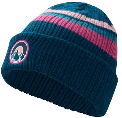 Trollkids Kinder Strickmütze Spitsbergen, Madeira blau/Helle Beere, 48-52cm
