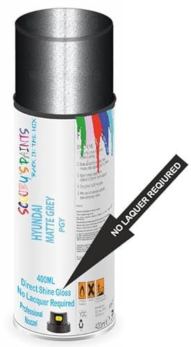 SCOOBYS PAINTS BACK IN THE MIX Direct Gloss Aerosol Spray Paint For Hyundai Matte Grey Code: Pgy No Lacquer Required