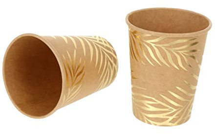 Healeved 8pcs Palm Leaf Party Cups Lids Stamping Water Mug Beverage Cup Beverage Mug for Outdoor Indoor