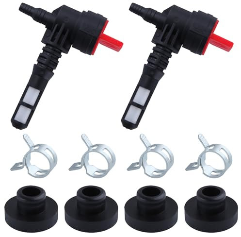 LEONTOOL Kraftstoff-Absperrventil-Service-Set, 6,35 mm Leitung, 90 Grad Kraftstoff-Gas-Absperrventil mit Ösenklemme für Briggs & Stratton Gastank, Motorgenerator, Hochdruckreiniger, Rasenmäher,