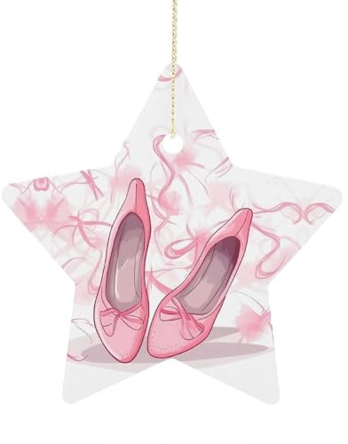 Christmas Tree Decorations Ballet Shoes Printed Christmas Star Pendant Xmas Decor Stars Hanging Ornaments Holiday Decorations for Outdoor Wedding