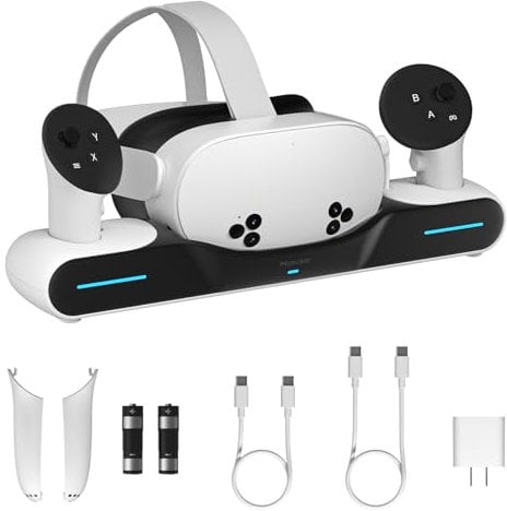 Maecker Charging Dock for Quest 3/Quest 3S Charging Station Magnetic Charger for Quest 3/3S Accessories Charging Stand