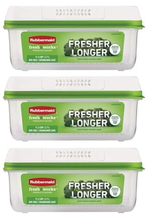Rubbermaid FreshWorks Produce Saver, Large Storage Containers With Lids, Pack of 3, 6-Piece Set