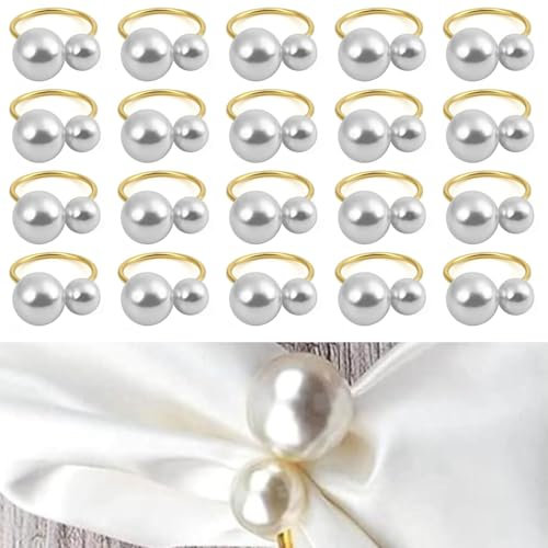 VZU 20 Pcs Serviettenringe Hotel Tisch, Perlen Servietten, Verstellbare Vintage Serviettenringe, für Hochzeiten, Festivals, Restaurants, Geburtstag und Zuhause