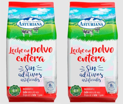 MADALO - Pack 2 unidades leche en polvo entera Central Lechera Asturiana 1 kg - Total 2 kgs
