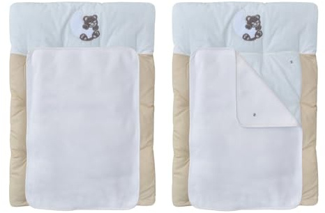 Baby Delux Wickelauflage Wickelunterlage 50x75 cm weiche Wickeltischauflage mit Frotteauflage Baumwolle wasserdicht waschbar (Traumland beige)