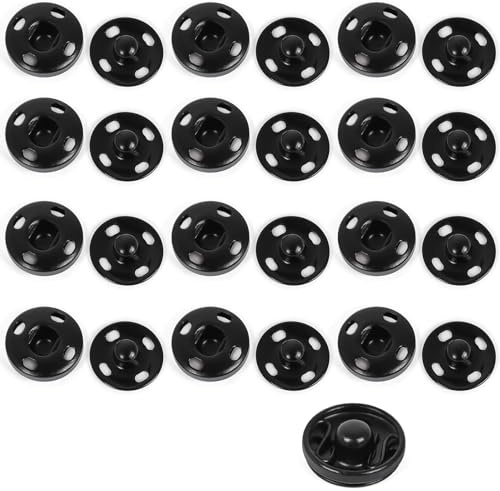 12 Stück Druckknöpfe aus Metall, zum Aufnähen, Nähen, Druckknöpfe für Kleidung, DIY, Handwerk, 15 mm, Schwarz