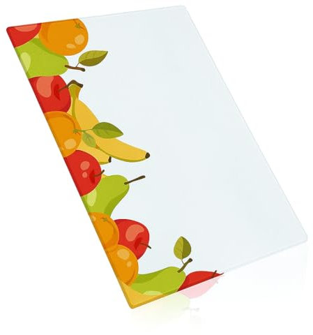 Lot de 2 planches à découper en verre trempé - 40 x 30 cm - Plaque à découper en verre de sécurité avec pieds en silicone transparent - Pour plan de travail de cuisine, table à manger