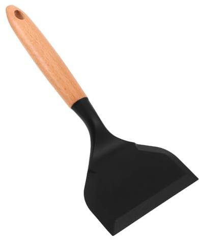 ABOOFAN Silicone Kitchen Spatula Flat Silicone Turner for Non Stick Pans Wide Edge Flipping Spatula for Pancakes Fish and Steak Heat Resistant Utensil with Handle for Stirring Scraping and Folding