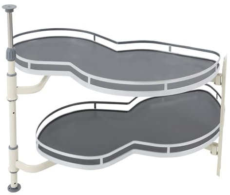 YISSALE Küchenschrank,Ausziehbarer Eckschrank,Eckauszieh Küchenaufbewahrung,Links Offen,Eckschrank Organizer für Küchen(Grau+Weiß)