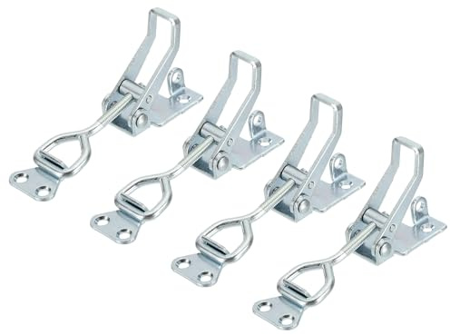 sourcing map 4pcs Adjustable Toggle Clamp M6 x 35mm 396lbs Holding Capacity 4002 Style Quick Release Pull Latches Clamps Hasp with Lock Hole for Smoker Lid Jig Tool Box Case, Silver
