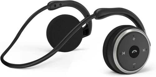 ForgeAgo Auriculares Behind The Head, Bluetooth 5.0 con banda para el cuello, ligeros, pequeños, plegables, inalámbricos, deportivos, a prueba de sudor, con micrófono y funda de transporte (color