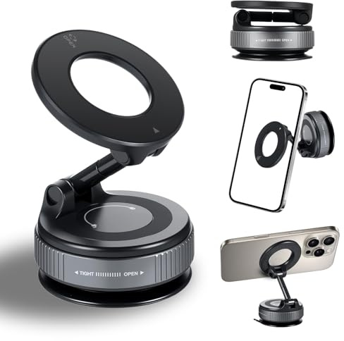 Suoxiom 2026 Support Magnétique À Ventouse pour Téléphone Portable pour Voiture [aimants 20XN52], Support pour Smartphone Portable Et Pliable, Pivotant À 360°, pour Voiture, Cylindrique