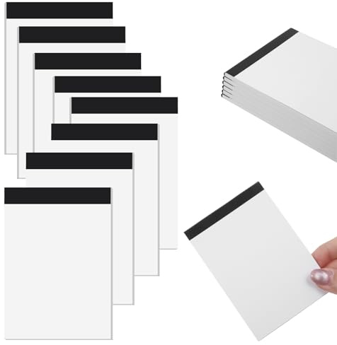 TIESOME 8 Stück Notizblock A7, 30 Blatt Pro Block Blanko Notizblöcke, 10x7cm Mini Abreißblock für Büro, Schule & Haushalt, Weiß