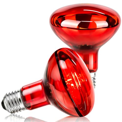 Liuyife E27 100W Infrarotlampe, R80 Rotlichtlampe Wärmelampe, AC 220-240V, Reptilien Rotlichtlampe Birne, Infrarotlichtlampe für Reptilien Schweine Vogelspinne Geflügel Vivarium 2 Stück
