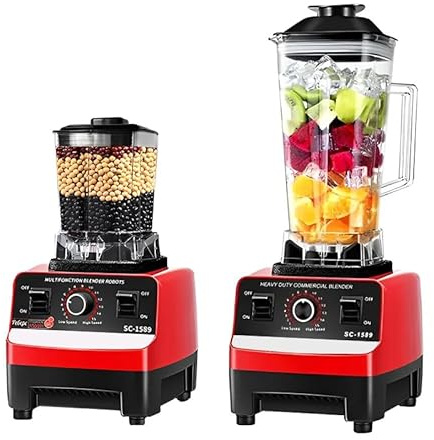 2L Mixeur Blender Professionnel, Blender Électrique 1800W avec 15 Vitesses, Fonction Pulse, Pour la Glace Pilée, Shakes, Boissons Congelées et Fruits, Nettoyage facile