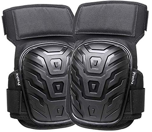 Preciva Genouillères Professionnelles,Heavy Duty Genouillère Rembourrage en Mousse avec Coussin en Gel Confortables et Sangles Réglables pour Travailler, Gardning et Construction