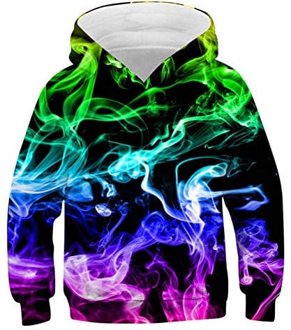 ALISISTER 3D Druck Neuheit Hoodie Kapuzenpullover Kinder Coole Bunt Muster Hooded Pullover Sweatshirt Lässige Party Kapuzenjacke Outwear Tops (L=11-13 Jahre)