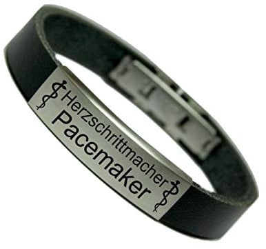 Herzschrittmacher Armband Leder ID SOS Notfall einschließlich einer Gravur Ihrer Wahl