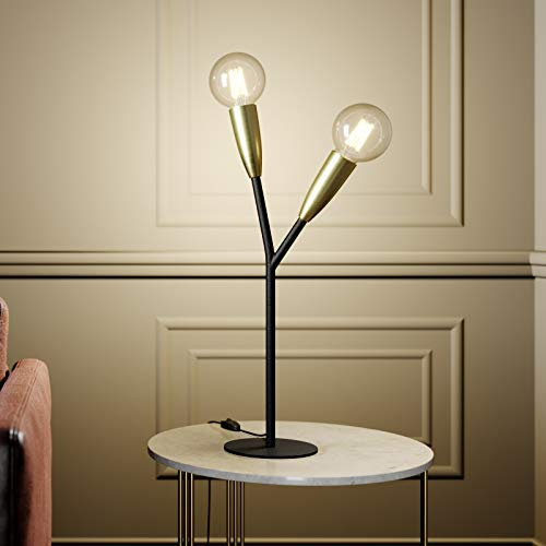 Lucande Tischlampe Carlea (Modern) in Schwarz aus Metall (2 flammig, E27) - Tischleuchte Schreibtischlampe Nachttischlampe Wohnzimmerleuchte