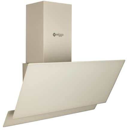 Wiggo Campana extractora de 60 cm, sin cabeza, con recirculación de aire, 300 m³/h, pantalla táctil LED, 3 niveles, filtro y 2 filtros carbón, extractora con 2 partes frontal de cristal, color crema