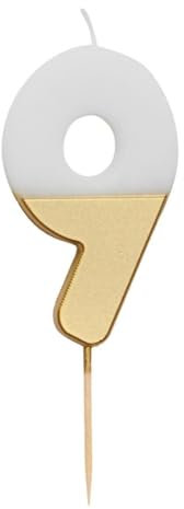 Talking Tables White and Gold Number 9 Candle Premium Quality Cake Topper Decoration | for Kids, Adults, 9th, 90th Birthday Party, Anniversary, Milestone, GoldCandle9