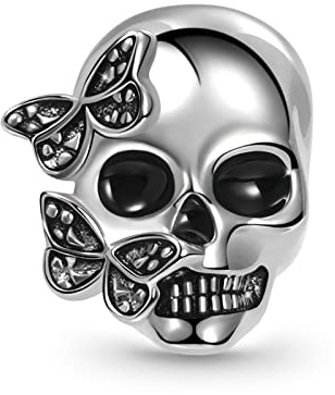 GNOCE Schädelkönig/Schmetterling/Chomper & Schädelkrone Charm Bead 925 Sterling Silber Schmuck Geschenk für Frauen Mädchen Tochter Fit Schlangenkette Armbänder/Halskette