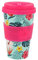 IDRINK®- RPET-Kaffeebecher mit Silikonverschluss zum Öffnen, leicht zu tragen 435 ml Becher zum Mitnehmen aus recyceltem Kunststoff 8,7 x 8,7 x 15 cm 435 ml (TROPICAL)