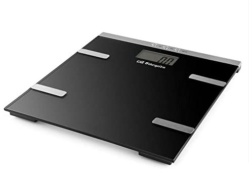 Orbegozo PB 2232 - Báscula de baño electrónica, activación táctil, apagado automático, función Body Fat, capacidad máx. 180kg, funciona a pilas