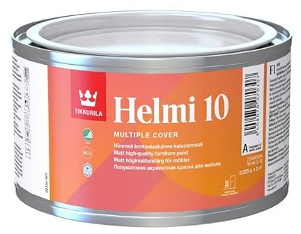 TIKKURILA Helmi 10 Matt Paint for Kitchen Cupboards, Furniture & MDF | Durable Interior Wood Finish - 0.25 Litres