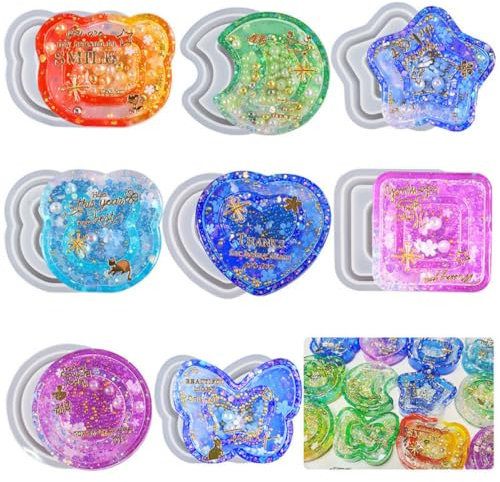 DeryArcle Stampi in Resina Portachiavi Cuore, Stampo Silicone Ciondoli Stella, Muffa Resina Epossidica Farfalla Quicksand Keychain Mold per Fai Da Te Colata Gioielli Collana Pendente Decor