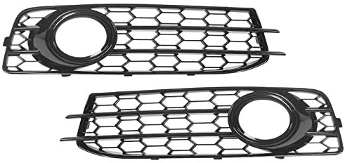 2 Stück Mesh Style Frontstoßstange Auto Nebelscheinwerfer Abdeckung Lüftungsgitter Grill 8P0807682 Glänzend Schwarz Ersatz für A3 8P 2008-2012