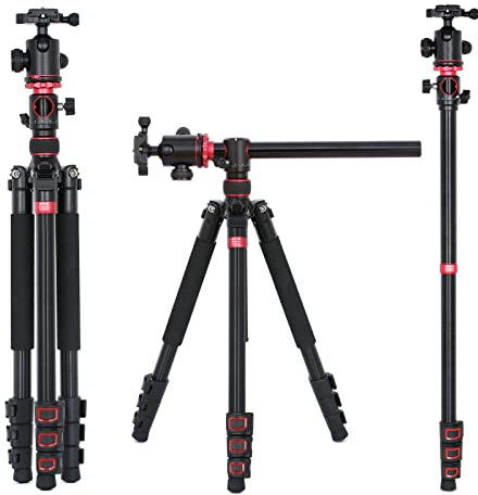 Andoer Treppiede per fotocamera, 183 cm, in lega di alluminio, monopiede con testa a sfera panoramica, per fotocamera, videocamera, riprese panoramiche, portata massima 10 kg