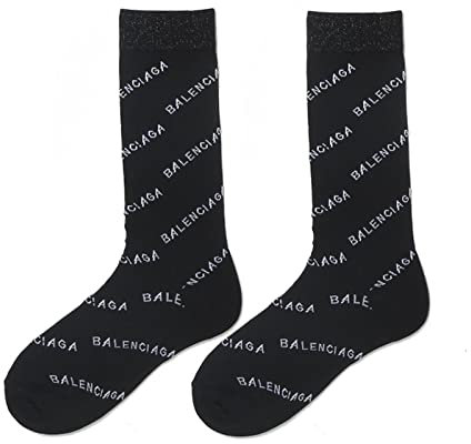 Chaussettes Chaussettes Running Socquettes Été Japon Et Corée du Sud Rayé Plaid Petite Fleur Noir Respirant Ultra-Mince Cool Femmes Bas De Verre dans Le Tube,Lait Soie Alphabet Noir,Taille Unique