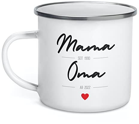 Emaille Tasse Du Wirst Oma & Opa - Schwangerschaft Verkünden, Ihr Werdet Großeltern 2023 | Personalisierte Tasse | Papa Seit & Mama Seit Mit Daten Der Geburt