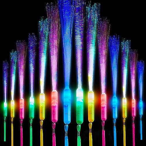 Sunshine smile Glasfaser Leuchtstab,6PCS LED Leuchtwedel Weiss,Glasfaserlampe,Leuchtstab Leuchten im Dunkeln,Leuchtstäbe,Hochzeit Glasfaserlampe für Hochzeit Partys Mitgebsel Kindergeburtstag Konzert