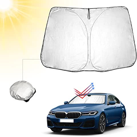 BIBIBO BMW 5er Auto Parasol con protección UV Compatible con BMW 5 Series G30 G31 G38 2018-2020, Parasol para parabrisas delantero, protección contra el calor del coche contra los rayos UV, plegable