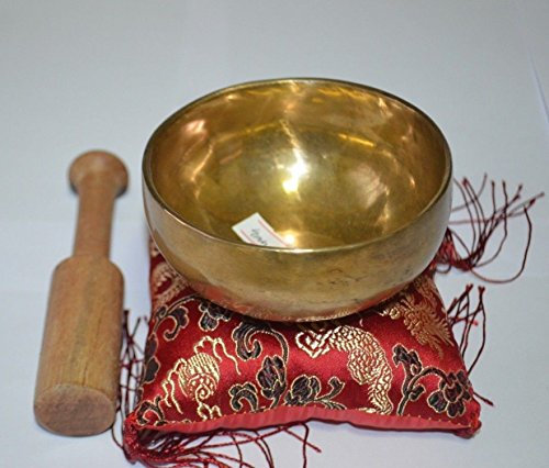 Bol chantant tibétain fait à la main en laiton (10,2 cm, 7 métal)