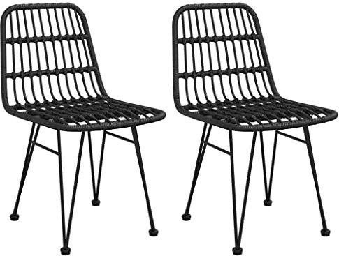 Bussandri Exclusive - Gartenstühle 2 STK. Schwarz 48x62x84 cm PE-Rattan